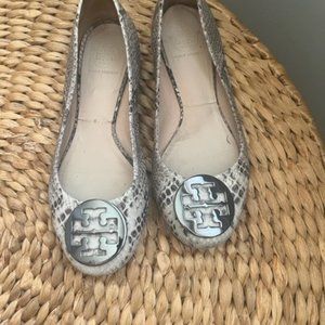 Snakeskin Tori Burch Flats, size 9